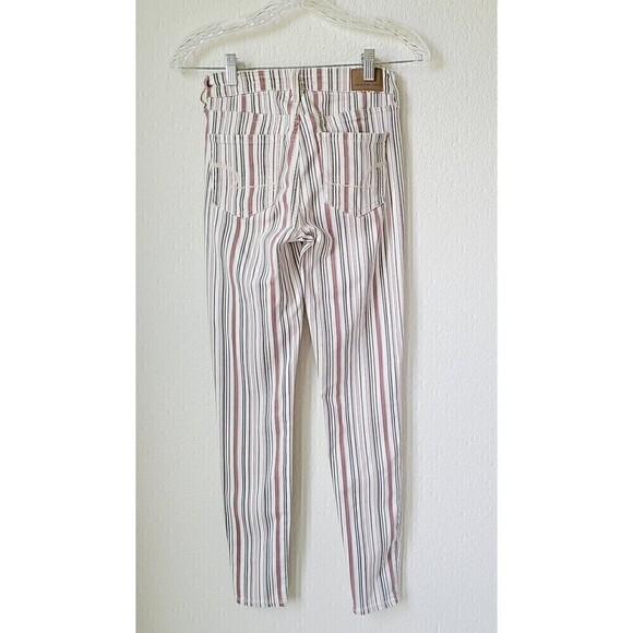 American Eagle Jeans Size 0 Women's Pants Hi Rise Purple Ivory Black Striped - Picture 7 of 12
